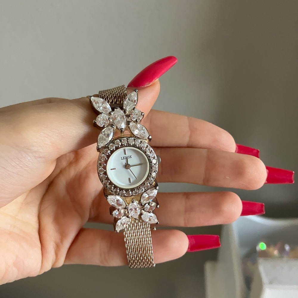 Lenox Crystal Butterfly Womens Watch with Gold Accents